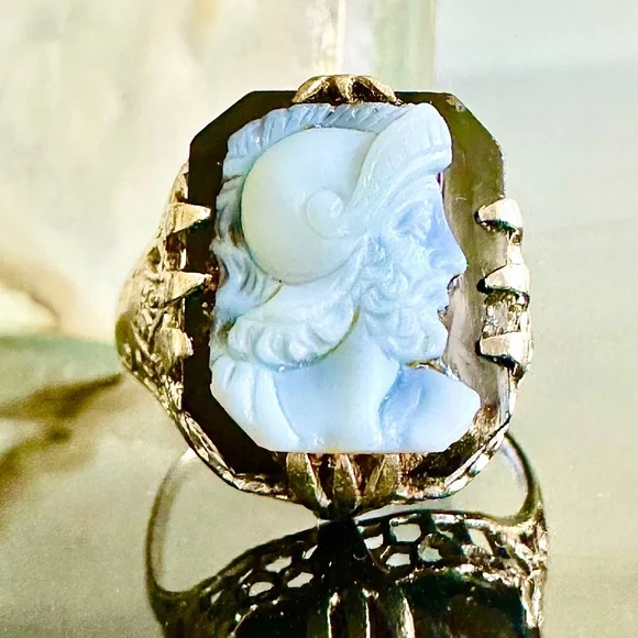 Titanic-Connection 14K White Gold Ostby Barton Intaglio Ring Size 6.5 - Picture 5 of 15